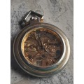 MENS SEE-THROUGH SKELETON TYPE POCKET WATCH IN EXCELLENT WORKING CONDITION