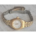 CLASSIC GENUINE DIAMOND GOLD PLATED LADIES WATCH IN EXCELLENT WORKING CONDITION
