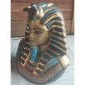 ANCIENT AND HIGHLY COLLECTABLE EGYPTIAN THEMED CEREMIC PHARAOH BUST OVER 30CM TALL