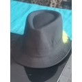 MENS BLACK FEDORA HAT WITH YELLOW FEATHER UNWORN - 2 AVAILABLE BIDDING PER HAT