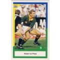 Sports Deck 1992 SA vs New Zealand, Robert du Preez, Springboks # 9, Trading Card
