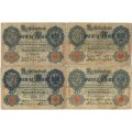 Germany - 20 Mark, 1908 to 1914 Variants, 4 x Twenty Mark Notes