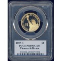 2007 PCGS Graded Proof-69 DCam, Presidential Dollar, $1, USA, America, Thomas Jefferson