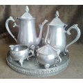 1900's Silver Plate 5 piece Tea and Coffee Set Including Tray