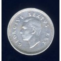 1949 Tickey coin, 3d , South Africa, Silver, George VI , No reserve