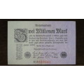 Germany - 2 Million Mark, 1923, p-103 Uniface with Oak Leaves Watermark