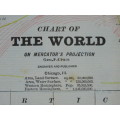 1888 Chart of The World, Excellent condition, Original Cram Map