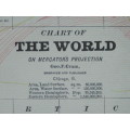 1884 Chart of The World, Excellent condition, Original Cram Map