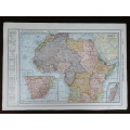 1921 Map of Africa, Excellent condition, Original Poates Map