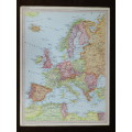 1961 Map of Europe, Excellent condition, Original McNally Map