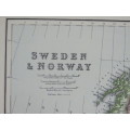 1892 Map of Sweden and Norway, Excellent condition, Original Chambers Map