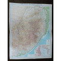 1922 Map of South Africa - Eastern Half - Excellent Condition, Original Bartholomew Map Transvaal