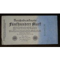 Germany - 500 Mark, 1922 , p74b , Green 7 Digit Serial Number