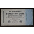 Germany - 500 Mark, 1922 , p74c , Green 8 Digit Serial Number