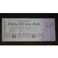 Germany - 50 Million Mark, 1923 , p98b , 8 Digit Serial Number
