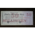 Germany - 50 Million Mark, 1923 , p98a , 7 Digit Serial Number