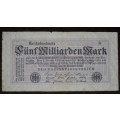 Germany - 5 Billion Mark, 1923 , p123b , Without Serial Number