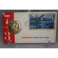 American Revolution Bicentennial First Day Cover 1973 with Adams Medal and Boston Tea Party Stamp