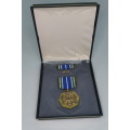 United States Army Achievement Medal Decoration Set, in original box with Ribbon and Bar, USA