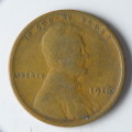 USA , 1916 Lincoln Cent, Wheat Penny , Philadelphia Mint