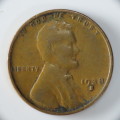 USA , 1938 S Lincoln Cent, Wheat Penny , San Francisco Mint