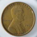 USA , 1934 Lincoln Cent, Wheat Penny , Philadelphia Mint