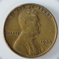 USA , 1939 Lincoln Cent, Wheat Penny , Philadelphia Mint