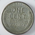 USA , 1943 Steel Lincoln Cent, Wheat Penny , Philadelphia Mint , WWII