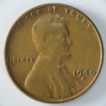 USA , 1940 S Lincoln Cent, Wheat Penny , San Francisco Mint