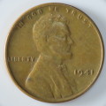 USA , 1941 Lincoln Cent, Wheat Penny , Philadelphia Mint