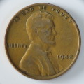 USA , 1942 Lincoln Cent, Wheat Penny , Philadelphia Mint