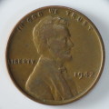 USA , 1942 Lincoln Cent, Wheat Penny , Philadelphia Mint