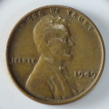 USA , 1949 Lincoln Cent, Wheat Penny , Philadelphia Mint