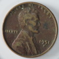 USA , 1951 D Lincoln Cent, Wheat Penny , Denver Mint