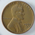 USA , 1955 S Lincoln Cent, Wheat Penny , San Francisco Mint