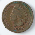 USA , 1902 Indian Head Cent, Indian Head Penny