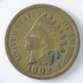 USA , 1902 Indian Head Cent, Indian Head Penny