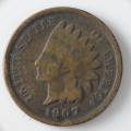 USA , 1907 Indian Head Cent, Indian Head Penny