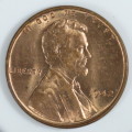 USA , 1942 Lincoln Cent, BU Wheat Penny , Philadelphia Mint, Uncirculated Gem Red