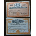 Set of Two Pennsylvania Railroad Company, Stock Certificates, 1952 to 1961
