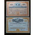 Set of Two Pennsylvania Railroad Company, Stock Certificates, 1952 to 1965