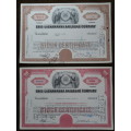 Set of Two Erie Lackawanna Railroad Company, Stock Certificates, 1962 to 1966