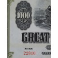 1945 Great Northern Railway Company, $1000 Gold Bond Certificate 22816