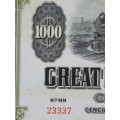 1945 Great Northern Railway Company, $1000 Gold Bond Certificate 23337