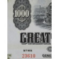 1945 Great Northern Railway Company, $1000 Gold Bond Certificate 23610