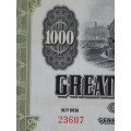 1945 Great Northern Railway Company, $1000 Gold Bond Certificate 23607