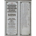1925 Pittsburgh Cincinati Chicago and St Louis Railroad Company, $1000 Gold Bond Certificate 17271
