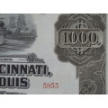 1925 Pittsburgh Cincinati Chicago and St Louis Railroad Company, $1000 Gold Bond Certificate 5955