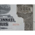 1925 Pittsburgh Cincinati Chicago and St Louis Railroad Company, $1000 Gold Bond Certificate 23759