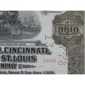1925 Pittsburgh Cincinati Chicago and St Louis Railroad Company, $1000 Gold Bond Certificate 21803